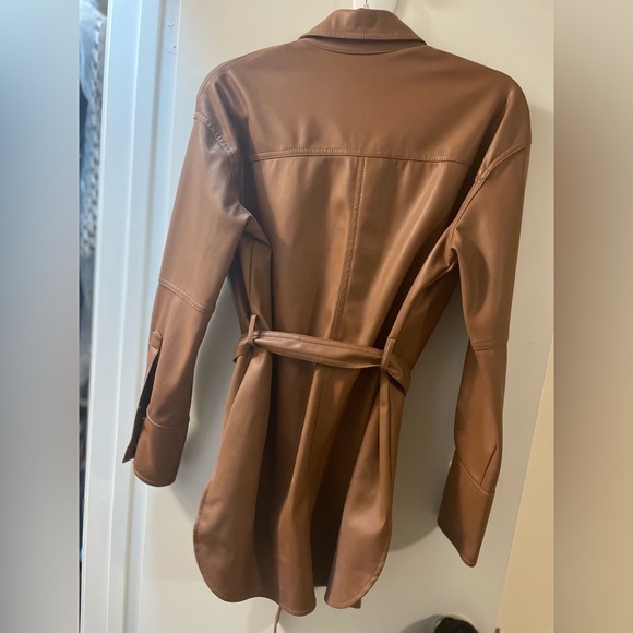 ZARA BELTED FAUX LEATHER SHIRT MINI DRESS - Picture 7 of 7